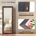 Full Length Mirror 58"x22" Solid Wood Frame Floor Large Mirror for Living Room, Bedroom Hanging or Leaning Wall-Mounted, Brown