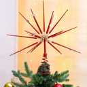 Red Christmas Tree Topper 15 Inch Red Starburst Tree Topper Glitter Exploding Star Christmas Decoration Vintage Xmas Ornament Holiday Decorative Star for Xmas Home Decor