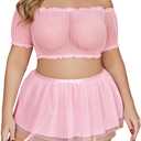 Avidlove 3 Piece Lingerie Sets for Women Plus Size Halloween Cosplay Lingerie Sexy Christmas Costumes Pink 20 Plus
