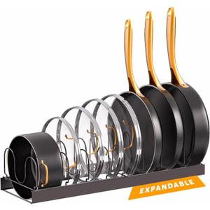 Norcalway Adjustable Bakeware Pots and Pans Organizer Under Cabinet,14 Dividers Cookie Sheet Baking Pan Pot Lid Organizers