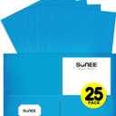 SUNEE Folders with Pockets(25 Pack, Blue), 2 Pocket Folders Fit Letter Size Paper, Paper File Folder for School Office Home Business