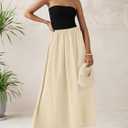 PRETTYGARDEN Women 2026 Summer Elegant Strapless Maxi Dress Tube Top Dress A Line Flowy Long Wedding Party Cocktail Dresses (M)