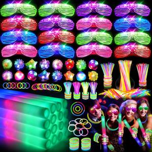 OLUPP 150 PCS Glow in the Dark Party Supplies, 16 Foam Sticks, 16 LED Glasses, 100 Glow Sticks and 18 Finger Lights for Neon Party, Wedding, Birthday, Concert, New Year, Carnivals, Raves