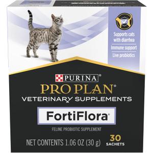 Purina Pro Plan Veterinary Supplements FortiFlora Daily Probiotics for Cats for Digestive Gut Health and Diarrhea - 30 ct. Box