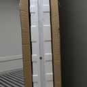 SONGMICS 6 LEDs Lockable Mirror Jewelry Cabinet, 360 Swivel Jewelry Organizer Armoire Standing, Frameless Full-Length Mirror, 3 Storage Shelves, Christmas Gifts, White Surface Black Lining JJC95W