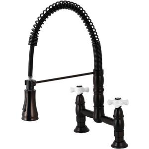 Gourmetier GS1275PX Heritage Two-Handle Deck-Mount Pull-Down Sprayer Kitchen Faucet, Oil Rubbed Bronze (10.56 x 10 x 18.75) Gourmetier GS1275PX Heritage Two-Handle Deck-Mount Pull-Down Sprayer Kitchen Faucet, Oil Rubbed Bronze (10.56 x 10 x 18.75)