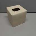 Simple Solid Ceramic Tissue Box Cover – Square Matte Finish Tissue Holder for Bathroom, Vanity, Nightstand, Office – Decorative & Discreet – Fits Standard Tissue Boxes (Buttercream)