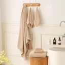 30x60 Inches Large Bath Towels Super Soft Qucik Dry Hanging Loop Microfiber Bathroom Towels (Beige, 6 Pack)