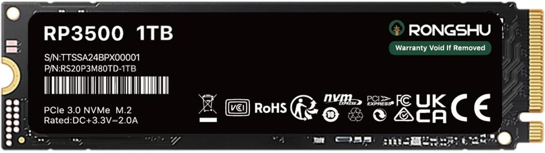 1TB NVMe SSD M.2 SSD PCIe 3.04, Read Up to 3,500 MB/s, M.2 2280 Internal Soild State Drive, SLC Cache 3D NAND TLC, Compatible with Laptop and PC Desktops (RP3500)