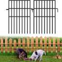 Animal Barrier Fence, No Dig Fence for Dogs 17in (H) X 10.8ft (L) Dog Dig Fence Barrier, 1.25in Spike Spacing Rustproof Metal Decorative Fences Blocker for Outdoor, Yard, Patio (10 Panels Black)