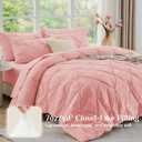 JOLLYVOGUE Queen Comforter Set 7 Pieces - Bed in a Bag Queen for All Season, Pintuck Bedding Comforter Sets with Comforter, Flat Sheet, Fitted Sheet and Pillowcases & Shams, Pink