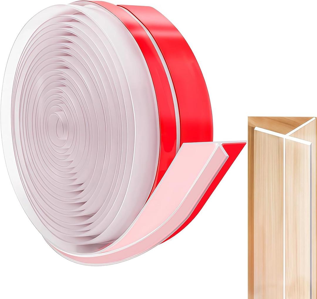 Upgraded T-Shaped Weather Stripping Door Seal, Strong Adhesive Side Doors Draft Stopper, Door Insulation Tape for Winter, Seal Strip for Front Doors Frame, Gap Filler (Clear, 1.97Inch x 20Ft)
