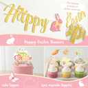 Easter Party Decorations Kit, Happy Easter Bunny Party Supplies for Home Indoor Decor, Spring Balloon Garland Banner, Cake Cupcake Toppers, Backdrop Tablecloth for Easter Garden Party Decorations Set