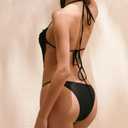 HYPERFIRE Women's Halter V Neck Bathing Suit Ruched Bust High Cut Monokini Swimsuits One Piece Black Medium (Black, M)