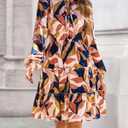 BTFBM Women Fall Dresses 2026 Floral Long Sleeve Mini Boho Dress (XS)