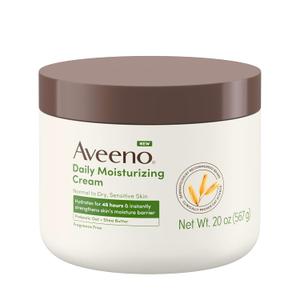 Aveeno Daily Moisturizing Cream with Prebiotic Oat & Shea Butter for Body, Face & Hands Moisturizer Cream, Hydrates Normal to Dry, Sensitive Skin, Fragrance Free, Non-Comedogenic, 20 oz 