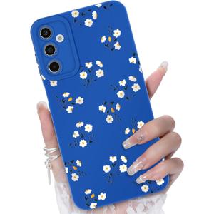 3 x for Samsung Galaxy A13 5G/A04S Phone Case, Fashion Flower Pattern Design Girls Women Liquid Silicone Cover, Slim Shockproof and Scratch-Resistant Soft Case for Samsung A13 - Blue