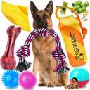 Zeaxuie 12 Pack Heavy Duty Various Dog Chew Toys Pack for Aggressive Chewers - Includes Large Rope Toy, Squeaky Toys & Indestructible Chew Bone for Medium, Large & X-Large Breeds Dogs