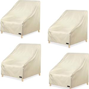 NettyPro Patio Chair Covers for Outdoor Furniture 4 Pack, Waterproof Heavy Duty Lawn Patio Furniture Cover Deep Seat Dining Chair Covers, 30W x 33D x 34H inches, Beige