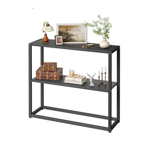 TIQLAB Small Entryway Table, 29.5" Narrow Console Table with Shelves, Sofa Table, Couch Table, Side Table, Entry Table for Hallway, Living Room, Small Space, Black