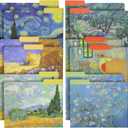 The Gifted Stationery File Folders - 12 Pack, Letter Size, Multicolor Van Gogh Floral with 1/3 Cut Tabs - Decorative File Folders for Office Supplies for Document Organization