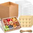 Kucoele 7 x 5 Inches Large Charcuterie Boxes with Clear Lids, 25 Pack Disposable Bakery Dessert Boxes, To Go Food Containers for Pastries, Chocolate Strawberries, Sandwiches, Cookies (Brown)