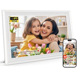 Frameo 10.1" Digital Picture Frame, Smart WiFi Digital Photo Frame with 1280x800 HD IPS Touch Screen 32GB Memory Auto-Rotate Wall Mounted, Share Photos/Videos from Phone Anywhere(White)