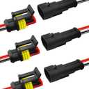 14 AWG 2 Pin Waterproof Connector, 2 Wire Automotive Waterproof Electrical Connectors, 14 Gauge Male and Female Way Connectors Harness 12V Quick Connect for Car Truck Boat Motorcycle -3 Pack