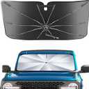 [Upgrade] Portable for Ford Bronco 2021-2025 Windshield Sunshade[Military-Grade Sturdy] with Carry Bag,2 in1 Ice Crystal Durable Compact Shade Umbrella UPF50+ UV Front Car Window Outdoor Camping