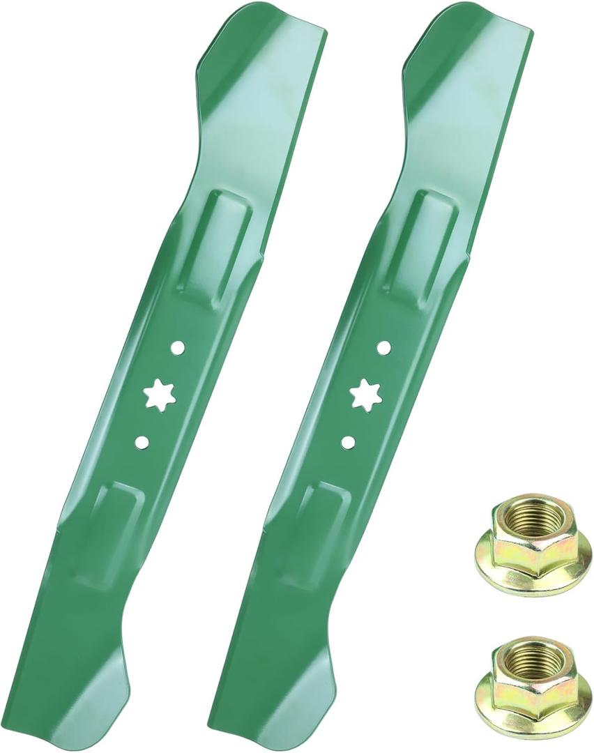 2 Pack 942-04244A Mower Blades with 712-0417A Blade Nuts for XT1 LT46 LTX1045 LTX1046 XT1 46 RZT L46 LT2000 Replaces Cub Cadet 46 inch Mower Blades 742-04244A 742-04290A 942-04290A High Lift