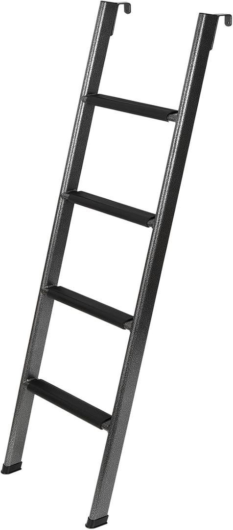 LITBM RV Bunk Ladder, 67in Integrated Heavy Duty Steel Camper Bunk Bed Ladder with Anti-Slip Rubber Pads and Hooks, 450LBS Capacity