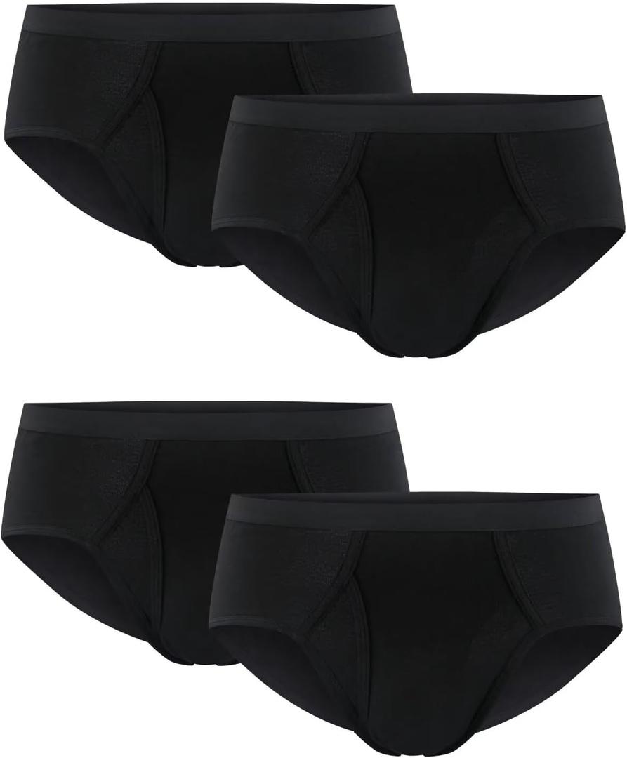 Huata Men's Underwear Briefs Soft Cotton Classic 4 Pack Panties (Black, S)