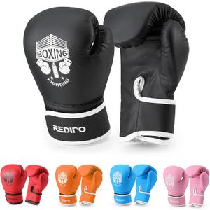 Kids Boxing Gloves, Sponge Foam Training Sparring Gloves Thai Kick Boxing for Kid and Youth, Suitable for Boys and Girls Age 3 to 9 Years (4oz, black)