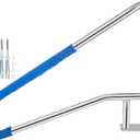 VEVOR Pool Rail 55x32 Pool Railing 304 Stainless Steel 250LBS Load Capacity Silver Rustproof Pool Handrail Humanized Swimming Pool Handrail with Blue Grip Cover & M8 Drill Bit & Self-Taping Screws