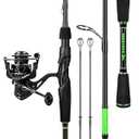 KastKing Zephyr Dual-tip Rod Spinning Reel Combo, 6ft 6in ML & M, 2000 Reel, Black