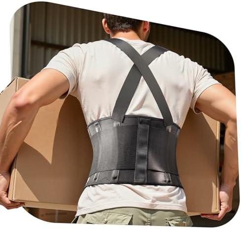 Medical-Grade Work Back Brace with Adjustable Shoulder Straps [Stronger Support & Breathable Mesh] Lower Back Support Belt for Men Women - Pain Relief for Lifting, Warehouse, Construction & Moving, 4XL