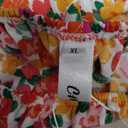 Off Shoulder Boho Floral Swing Mini Dress Summer Strapless Pleated Short Dress, XL, Orange Floral