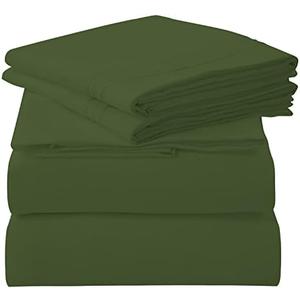 ROYALE LINENS - 4 Piece Full Bed Sheet - Soft Brushed Microfiber 1800 Bedding Set - 1 Fitted Sheet, 1 Flat Sheet, 2 Pillow case - Wrinkle & Fade Resistant - Full Size Sheet Set (Hunter Green, Full)