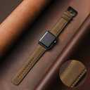 SUNFWR Leather Bands Compatible with Apple Watch Band 41mm 40mm 38mm for Men Women, Top Grain Genuine Leather Replacement Strap for iWatch Ultra SE2 SE Series 8 7 6 5 4 3 2 1 (Brown/Black)