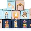 30 Pcs DIY Paper Nativity Scene Treat Box Christmas Fun Gift with Angel Animal House Paper Nativity for Classroom Art Activities Sunday School Holiday Party Table Decoration