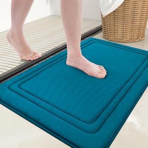 Bath Mat Rug 30x20, Ultra Soft, Non-Slip and Absorbent Bathroom Rugs, Machine Wash Dry, Comfortable Bath Carpet for Bathroom Floor, Tub and Shower, Peacock Blue