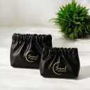 Wrinkled Bag for Women, 2-Pouch Travel Small Makeup Bag for Purse  Soft PU Plush Cosmetic Organizer Bags, Portable & Mini Makeup Organizer (Black, Small & Medium Sizes)