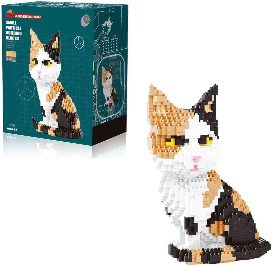 Cat 3D Micro Puzzle Building Block Sets,1300 PCS Animals Toys Compatible with Mini Lego Sets for Boys 8-14,STEM Birthday Gift for Adults Women Girls Boys Age 8-12(Challenging)