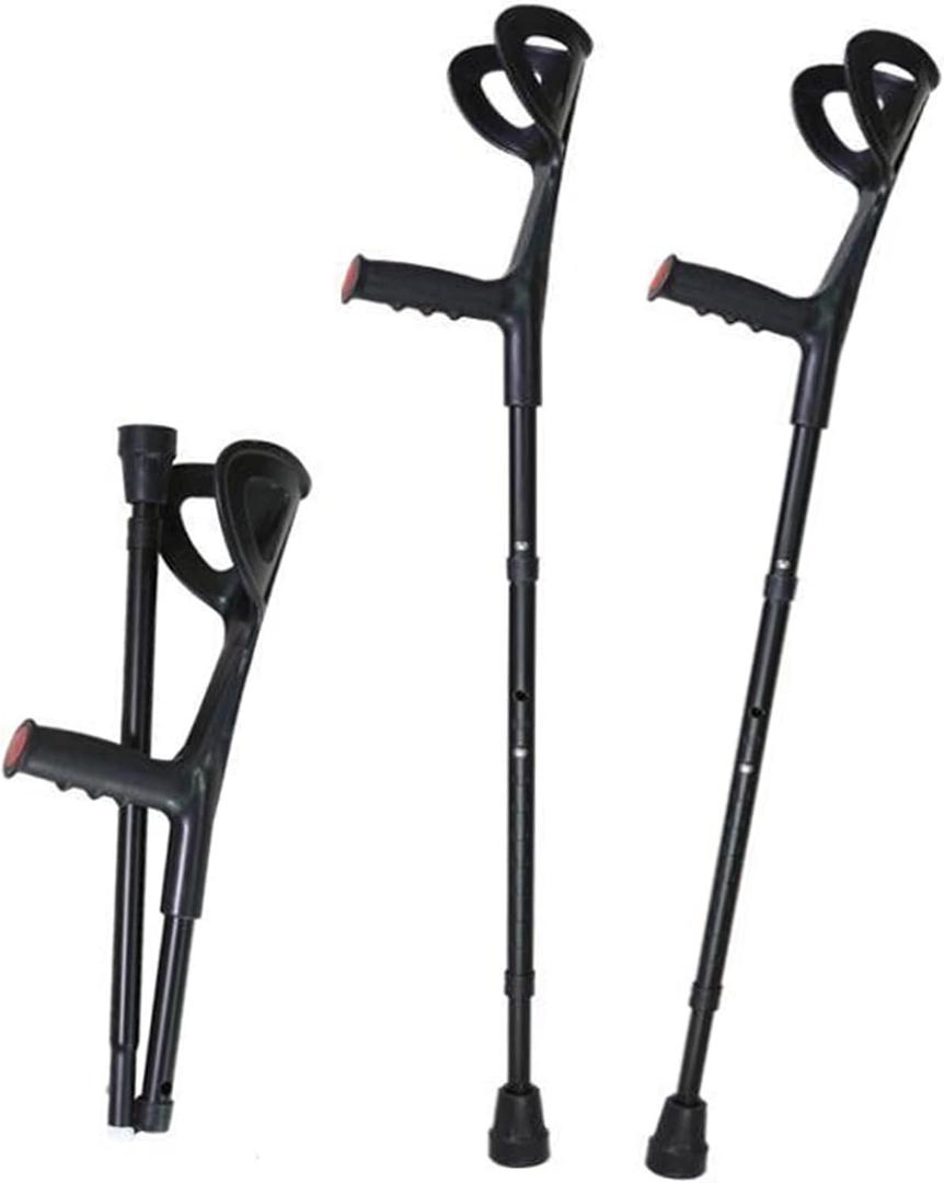 1 Pair Folding Crutches, Adjustable Forearm Crutches, Medical Walking Crutches, Non-Slip Mobility Aids for The Elderly and Disabled.