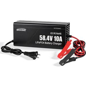 48V 10A LiFePO4 Battery Charger, 58.4V Lithium Battery Charger, Fast Charging, Over-Current and Over-Voltage Protection for 48V Lithium Iron Phosphate Batteries