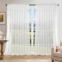 Dreaming Casa Solid Sheer Curtains Draperies White Rod Pocket 2 Panels 100" W x 96" L