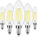 LED Candle Bulbs 40W Equivalent Dimmable, E12 Candelabra Light Bulbs 4W 470Lm Clear Edison LED Bulb, Daylight White 5000K B11 Classic Bright Filament Bulb, Decorative Lights for Lamps, Pack of 5