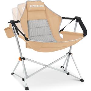 KingCamp Hammock Camping Chair, Swinging Portable Camp Chairs for Adults, 400lbs Heavy Duty Oversized Folding Rocking Chair with Adjustable Recline, Aluminum Alloy Frame for Outdoor Patio Beach Sport