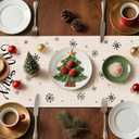4 x Artscope Wreath Merry Christmas Table Runner, Xmas Winter Holiday Kitchen Dining Table Decoration for Christmas Home Decor 13x48 Inch-Beige