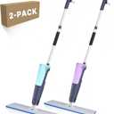 Spray Mops for Floor Cleaning, Commercial Dust Mops, Blue, 2-Pack | 28oz Big Tank, Reinforced Panel 24", Professional Microfiber, Washable 2 Pads, 360 Swivel Head, Adjustable Handle
